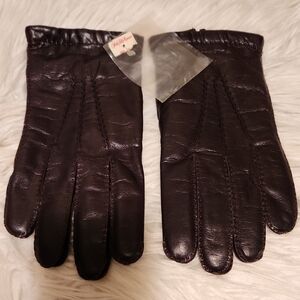 Saks Fifth Avenue Brown Leather Gloves with Snug Fit